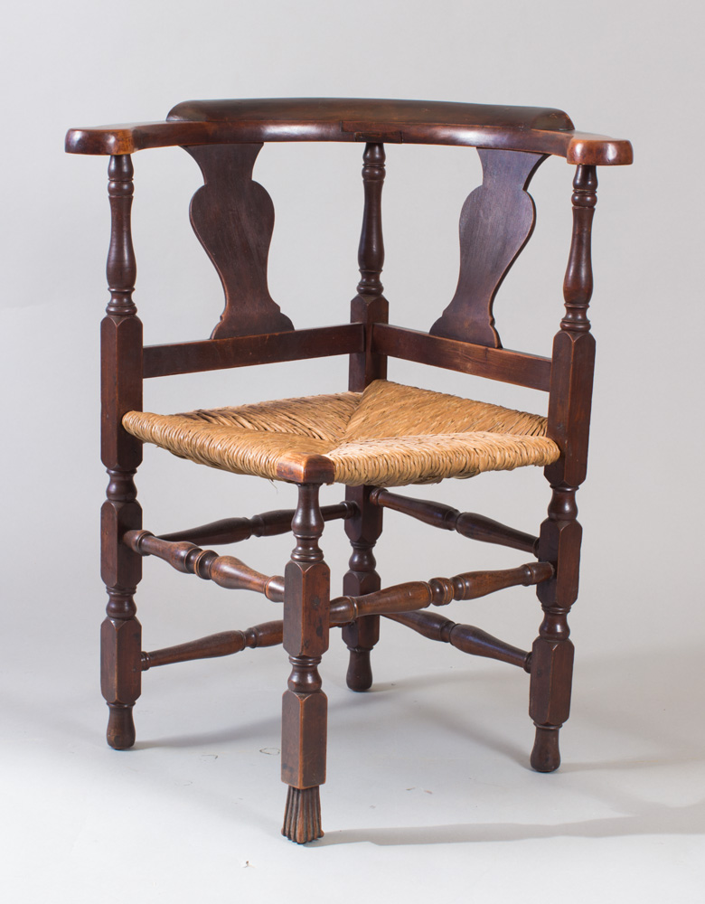 A very fine country Queen Anne corner chair