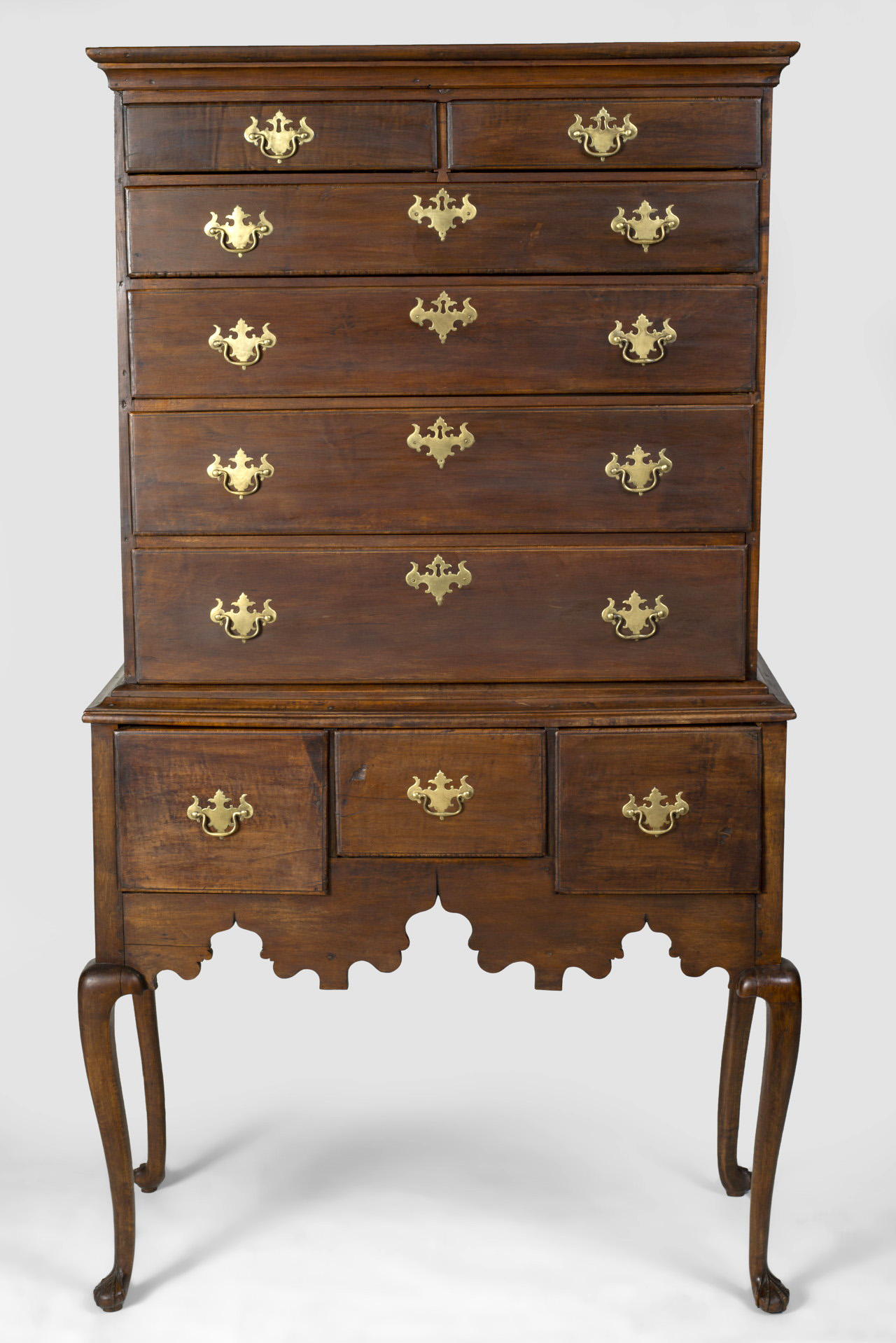 An early country Queen Anne high chest