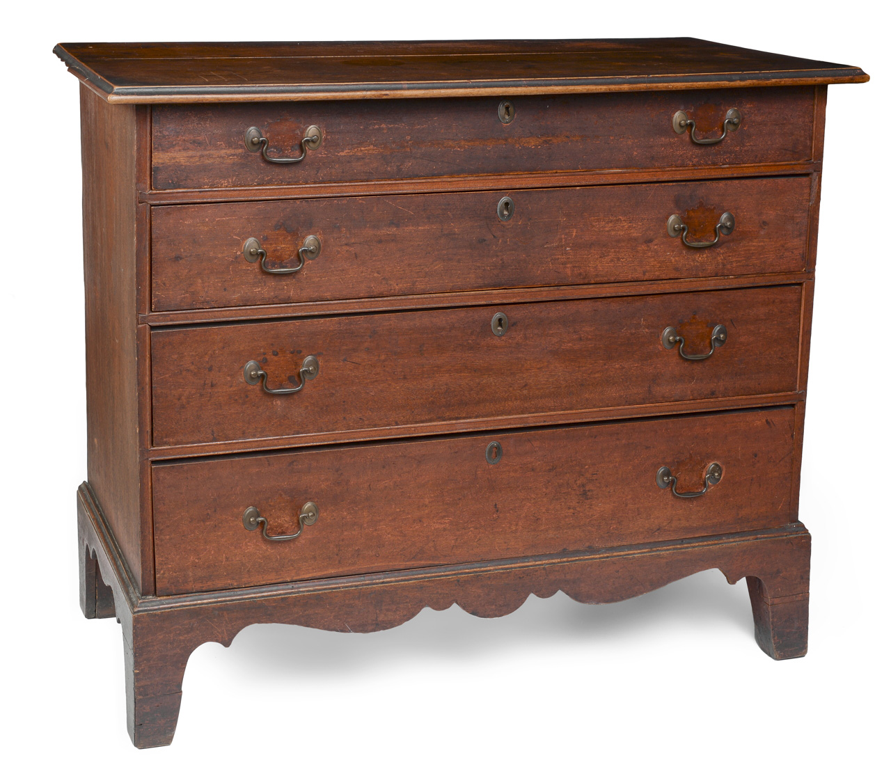 A classic country Chippendale New Hampshire four drawer chest